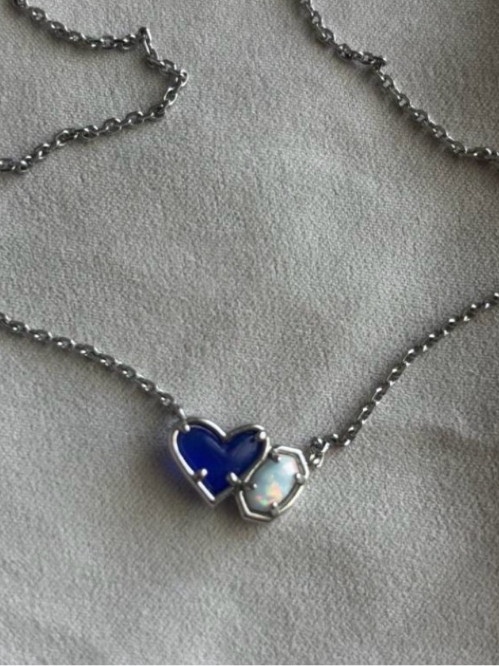 Kendra Scott Sapphire Heart and White Opal Necklace